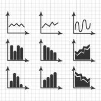 illustration of a checkered school notebook sheet with line graphs. vector