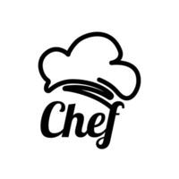 chef hat logo line and icon design template vector
