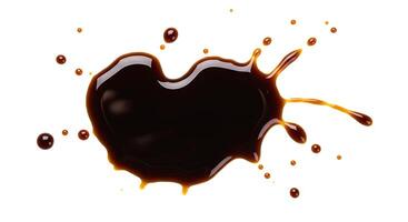 Dark Brown Liquid Splashes Isolated Background Texture Design Element soy ink oil wet dye drop food photo