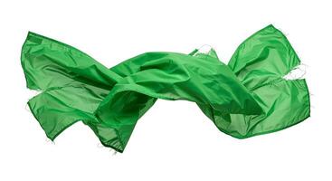 Vibrant Green Fabric Swirling Dynamically Elegant Texture Flowing Textile Design Element Isolated photo