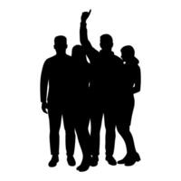 Silhouette illustration of a group of friends one with a raised arm vector