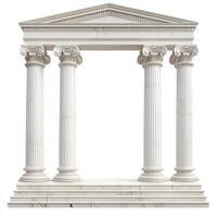 A classical architectural structure featuring four columns and a triangular pediment. photo