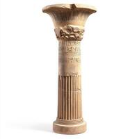 A decorative column with a floral capital, showcasing ancient architectural design. photo