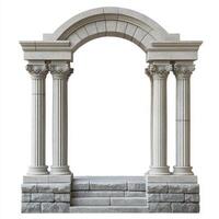 A classical stone archway with columns and steps, designed for aesthetic or architectural use. photo