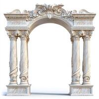 Ornate marble archway with intricate designs and columns. photo