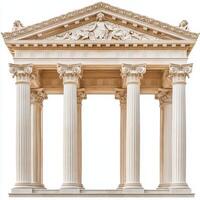 A classical architectural structure featuring columns and intricate detailing. photo