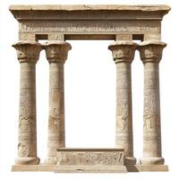 Ancient Egyptian temple structure with intricately carved columns and a flat roof photo
