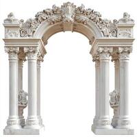 Ornate architectural archway featuring intricate carvings and columns photo