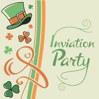 invitation party with clover and shamrock vector