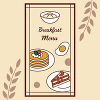 Breakfast Menu with pancakes, egg and cake vector