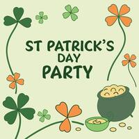 st patricks day background with clover and pot of gold illustration vector