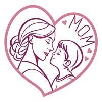 Mother and Son in a Heart Shape, a Symbol of Love and Family vector