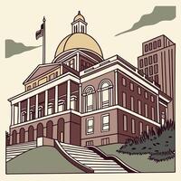 a drawing of a building with a dome and steps vector