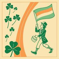 a man with a shamrock in his hand and a basket vector