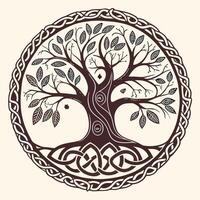 a celtic tree of life in a circle with a celtic knot vector
