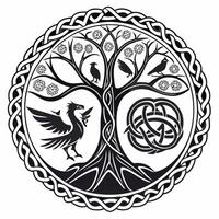 the celtic tree of life with a bird and a bird on it vector
