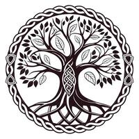 a celtic tree of life in a circle with a knot pattern vector