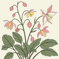 a drawing of a flower with pink and yellow flowers vector