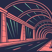 a tunnel with a road going through it vector