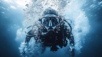 A scuba diver in the ocean photo