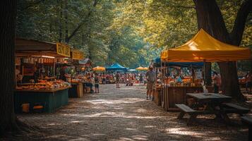 Farmers Market in a Shady Forest photo