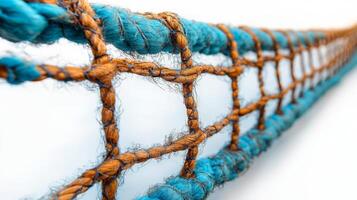 Close-up of Blue and Orange Rope Netting photo