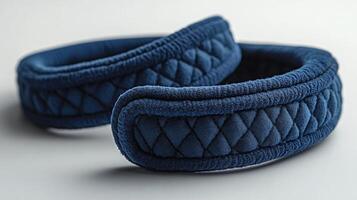 Blue Quilted Fabric Headband with Diamond Pattern photo