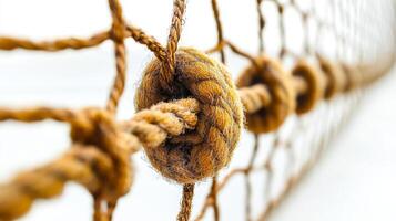 Close-up of a Rope Knot in a Net photo