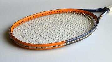 Orange and Blue Tennis Racket Close-Up photo