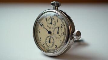 Vintage Chronograph Pocket Watch with Silver Case photo