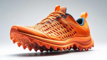 Orange Trail Running Shoe with Aggressive Tread photo