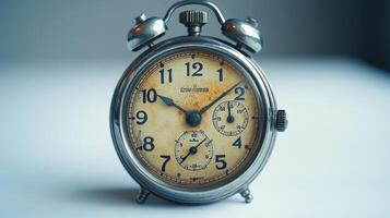 Vintage Alarm Clock with Worn Face photo