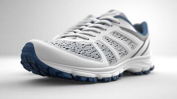 White Sneaker with Blue Detailing photo