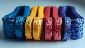 Close-up of Colorful Rolled Laces photo