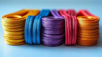 Colorful Rolled Up Shoelaces photo