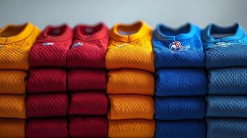 Stack of Colorful Knitwear photo