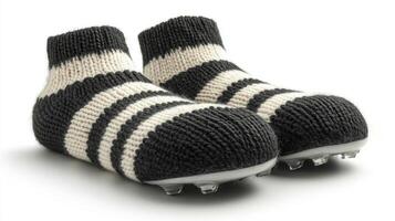 Striped Knitted Slippers with Cleats photo