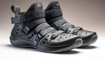Black High Top Sneakers with Straps photo