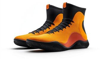 Pair of Orange and Black High Top Sneakers photo