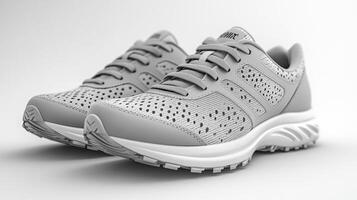 Grey Running Shoes on White Background photo