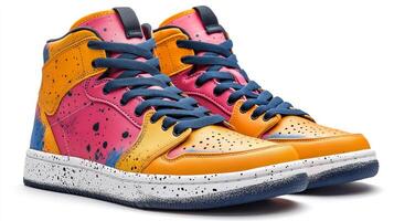 Colorful High Top Sneakers with Unique Design photo