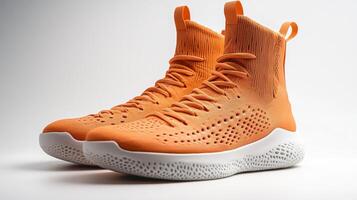 Orange Basketball Sneakers on White Background photo