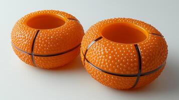 Two Orange Basketball Shaped Containers photo