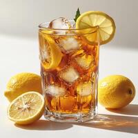 Refreshing Iced Tea with Lemon and Ice photo