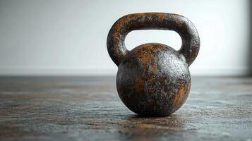 Rusty Kettlebell on a Rough Surface photo