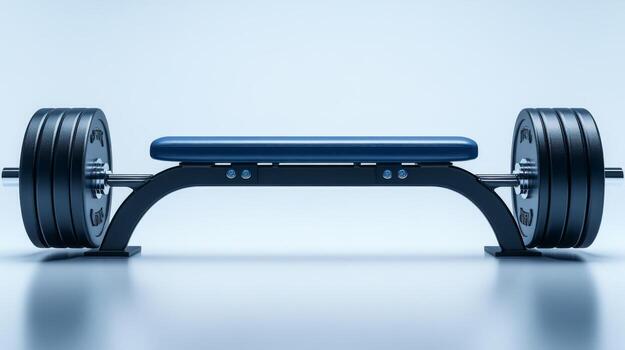 Weightlifting Bench with Barbell Isolated on White Background photo