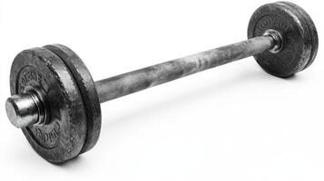 Vintage Iron Dumbbell on White Background photo