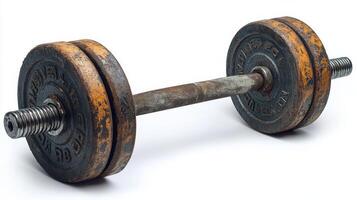 Rusty Dumbbell Isolated on White Background photo