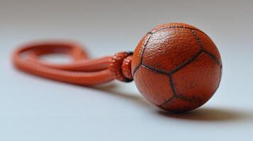 Orange Leather Soccer Ball Keychain photo