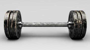 Vintage Dumbbell Isolated on Gray Background photo